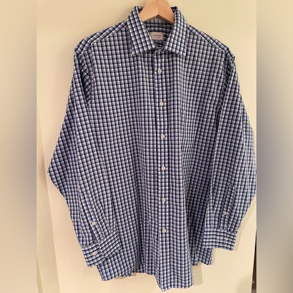 Arrow Button Down Casual Shirt - Men’s 16 32/33 Blue Navy White - Picture 3 of 7